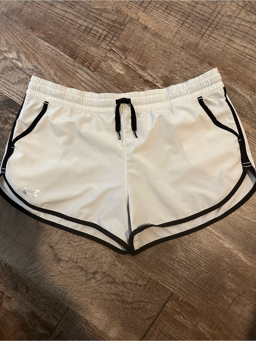 Under Armour White Athletic Shorts with Black Trim
